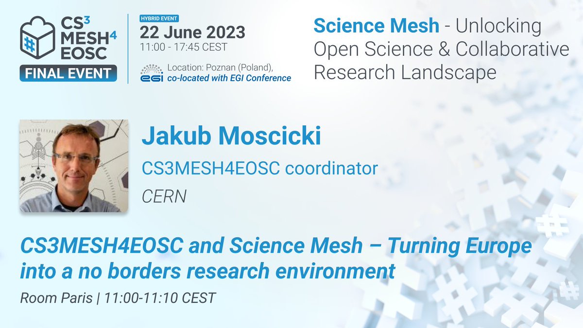 cs3org's tweet image. 📌#CS3MESH4EOSC #ScienceMesh final event live 
@EGI_eInfra #EGI2023!

💡Jakub Moscicki @CERN #CS3MESH4EOSC is connecting locally provided services and scaling them up at #European level to reduce fragmentation and #data silos of #EU #research

🔗 sciencemesh.io/?utm_source=so…