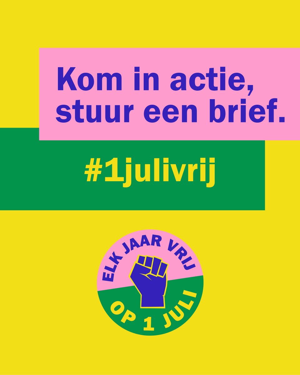 150 jaar na de afschaffing van de slavernij is 1 juli (Keti Koti, Dia di Abolishon) nog steeds geen nationale vrije dag. Kom in actie! Stuur deze brief naar het CDA: degoedezaak.org/1julivrij
#1julivrij #ketikoti