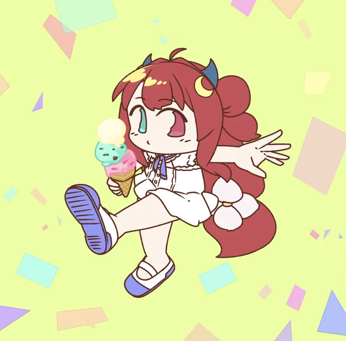 ロアちゃんと3色アイス  ロアちゃんスプラしてる〜? 次来るフェスがアイス!バニラ、ストロベリー、チョコミントの3つからだけどロアちゃんはどれかな? フェス前にアイスを食べ比べ選んでみるのも楽しそうだよね もしやってて同じチームだったら嬉しいよ  ロアちゃんに美味しいアイスを〜  #ロアート