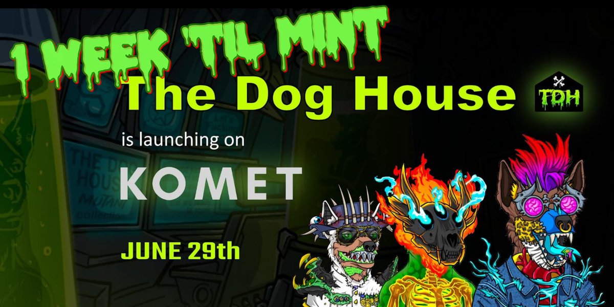 And there we have it.  1 glorious week to go.  What a buzz. 

Make sure to jump in discord for the week of fun,  games and and giveaways as the countdown begins. 

Remember to sign up for WL  app.komet.me/nfts/The_Dog_H…

Or discord for your chance at OGWL.

@thematicman 
@kometverse