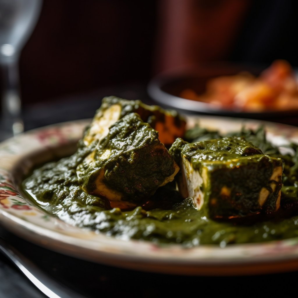 Palak paneer.

#MidjourneyEats #Midjourney #midjourneyv51 #aiphotography #synthography #AIart #AIartcommunity