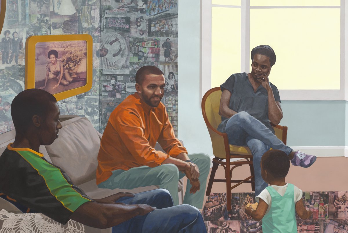 To mark the 75th anniversary of the ship HMT Empire #Windrush arriving in London we’re taking a closer look at #NjidekaAkunyiliCrosby's powerful artwork 'Remain, Thriving'. The painting imagines a gathering of the grandchildren of the #WindrushGeneration. bit.ly/42ETlyE