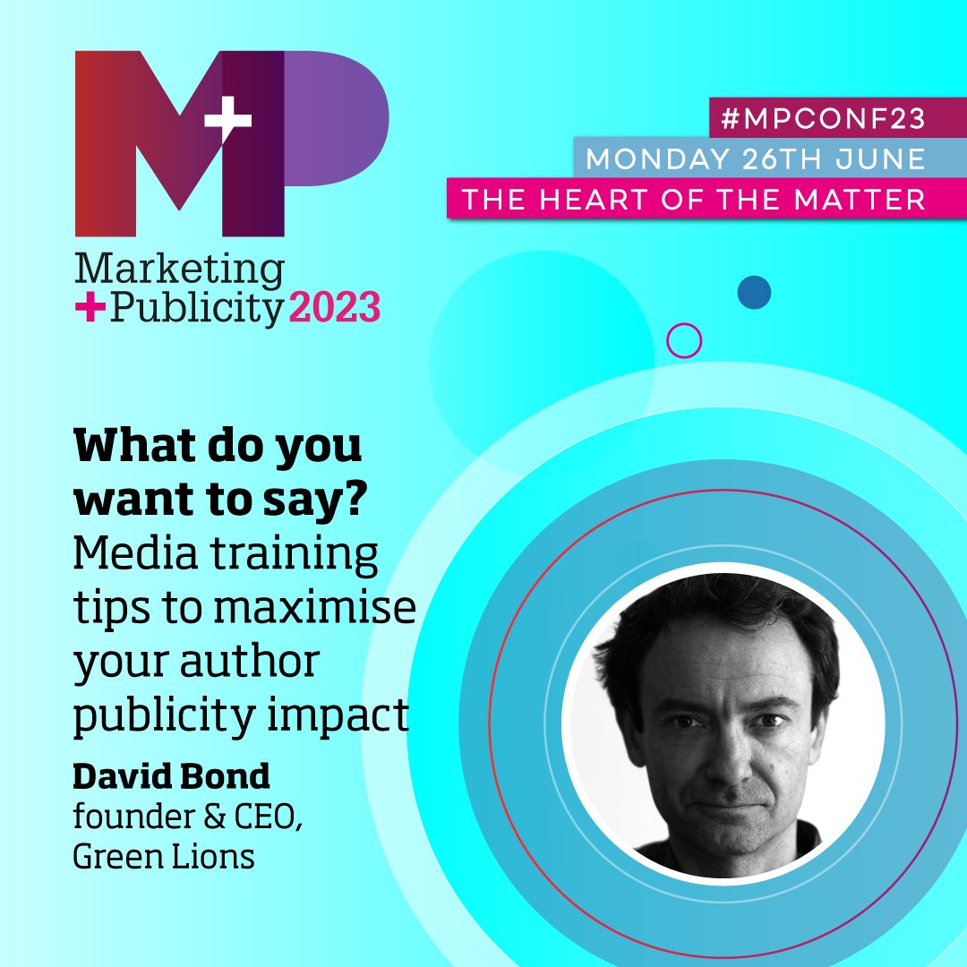 Much looking forward to The Green Lions double act @thebookseller #MPCONF23 on Monday. There's always good chat with the  fabulous book publicity & marketing community. If we haven't met before, please come and say hello