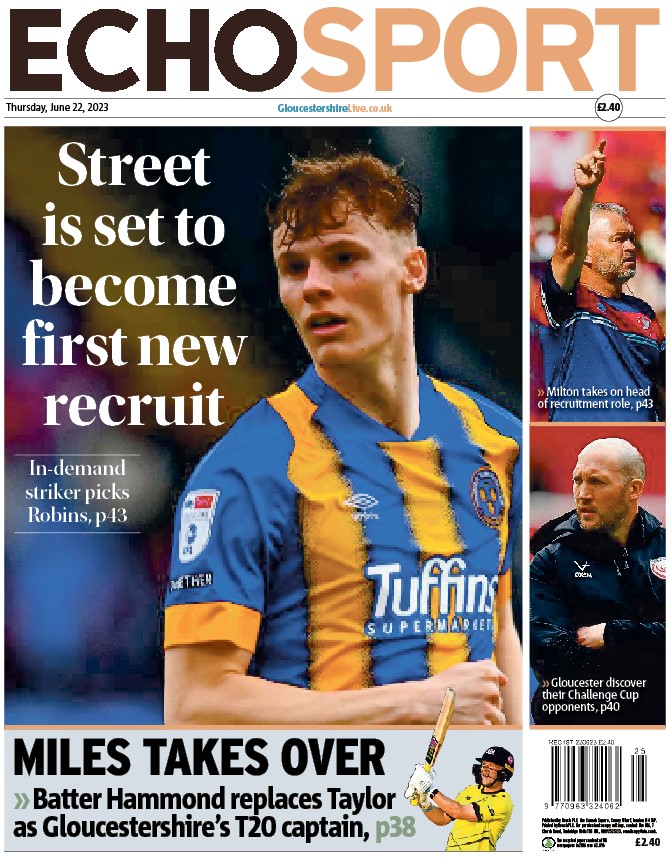 This week's Gloucestershire Echo back page

Street is set to become first new recruit

#localnews #buyapaper