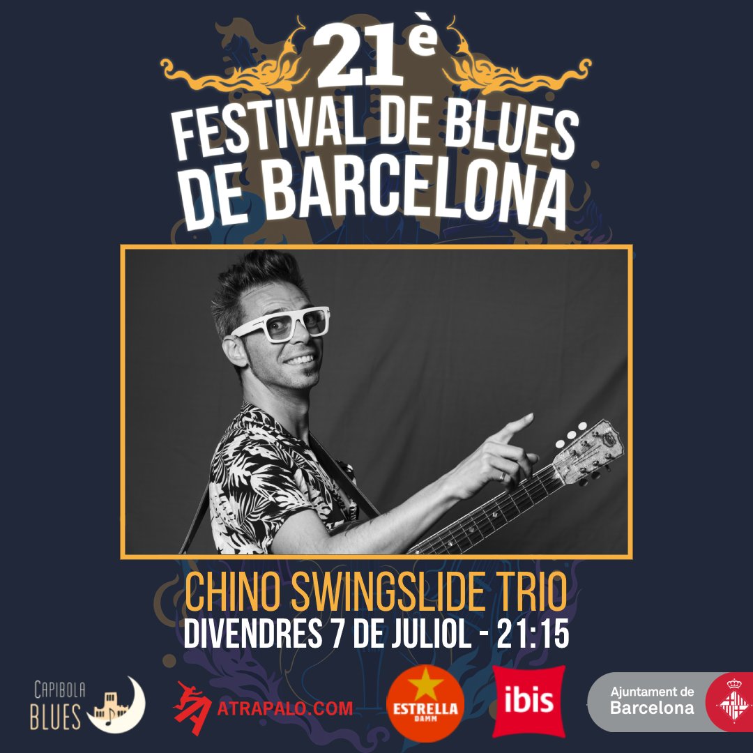 🎷I després de l'actuació de <a href="/torisparks/">Tori Sparks</a> i <a href="/BigDaniPerez/">Dani (Big Dani)</a> serà el torn del nostre amic Chino <a href="/Swingslide/">Chino</a> 

👉Apunta't-ho a l'agenda i preparat per gaudir de dues jornades del millor #blues a <a href="/Bcn_NouBarris/">Districte de Nou Barris</a> 

festivalbluesbarcelona.com/ca