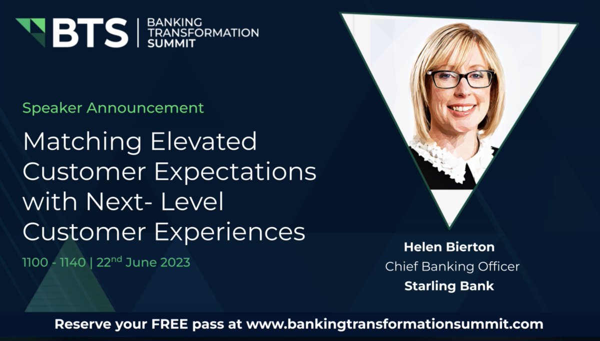 Looking forward to speaking at the Banking Transformation Summit today on the topic of customer experiences and whether the expectations of a digital native generation are being met by banks, something we are very passionate about @StarlingBank #BTS2023 @MoneyNextTV