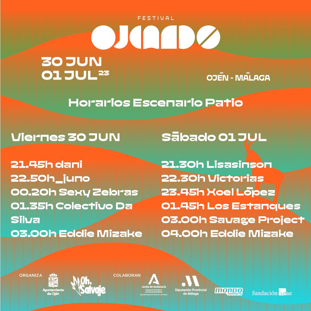 ⏱ ¡Ya tenemos los horarios de la XIV edición de Ojeando Festival! 😃

¿Qué concierto no te piensas perder? 

En breve también publicaremos los horarios de las lanzaderas de Marbella a Ojén y viceversa.

Abonos y entradas a la venta aquí 👉 ohsalvaje.janto.es