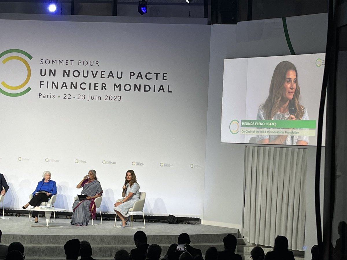 cdopaco's tweet photo. We have to be on the road for development &amp; climate ⁦@melindagates⁩ #summitnewfinantialpact https://t.co/7bQWmCOaCb