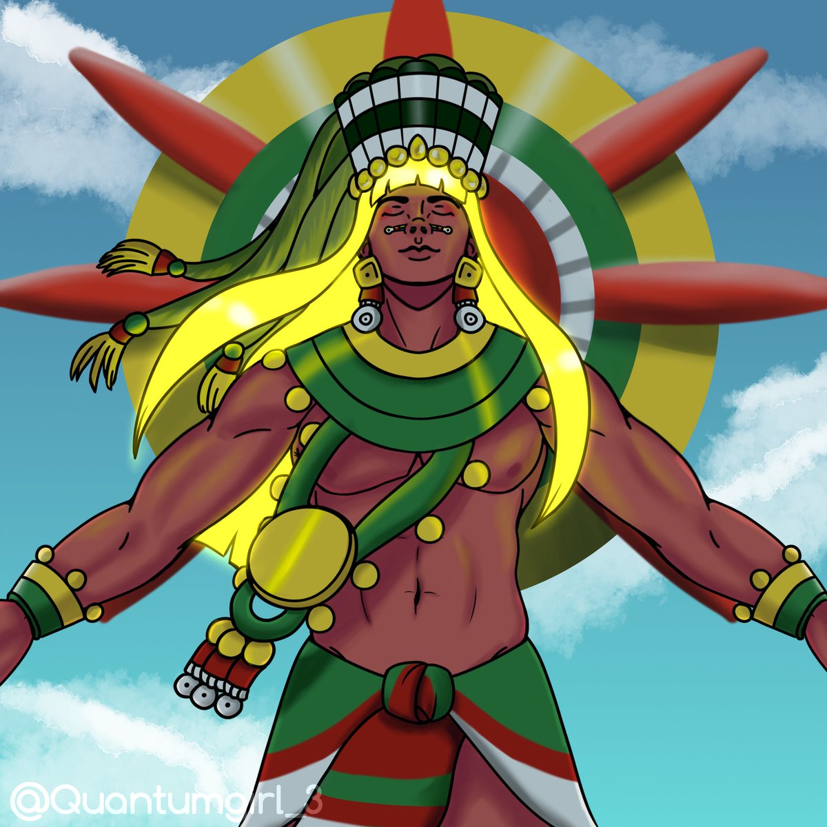 Yesterday was the #SummerSolstice and I wanted to celebrate it drawing #Tonatiuh ☀️

The design is based in codex Borgia one and I took too much inspiration in @rey_tonatiuh short film 😊

#mexico #mexican #SummerSolstice2023