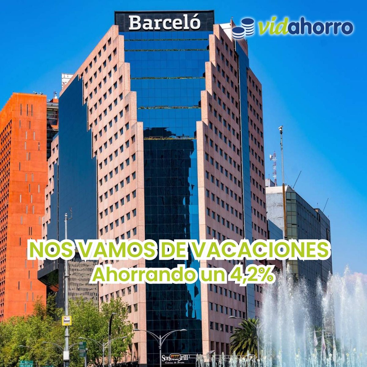🏖️ ¡Tus vacaciones están a punto de comenzar!

😁 Realiza tus reservas el Barceló Group desde la app de Vidahorro y conseguirás un 4,2% de ahorro.

#Vidahorro #Ahorro #App #AprendeAGastar #Ventajas
