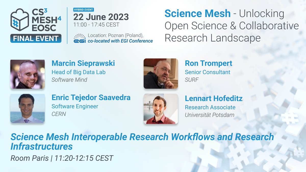 🔍Discover the use cases that demonstrate the value of #ScienceMesh and how it helps #research communities in their #datasharing and synchronisation activities Marcin Sieprawski @SoftwareMind Enric Tejedor Saavedra @CERN Lennart Hofeditz @unipotsdam Ron Trompert @SURF__EN