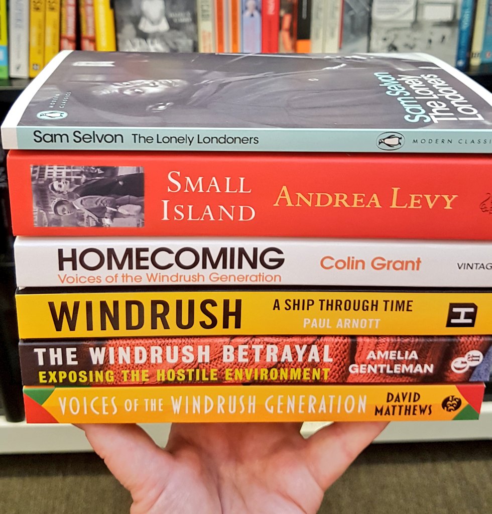 WaterstonesPicc's tweet photo. Today is the 75th anniversary of the Empire Windrush landing at Tilbury Docks bringing people from Jamaica, Trinidad &amp; Tobago and around the Caribbean, invited to help fill post-war UK labour shortages. Read about their experiences &amp; legacy with these excellent books #WindrushDay https://t.co/PwfkMSEh8y