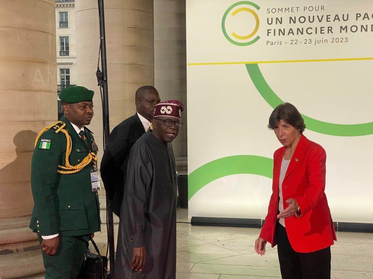 In His First Official Trip As President Of Nigeria,  President Tinubu Attends The Global Financing Pact Summit In Paris, France.