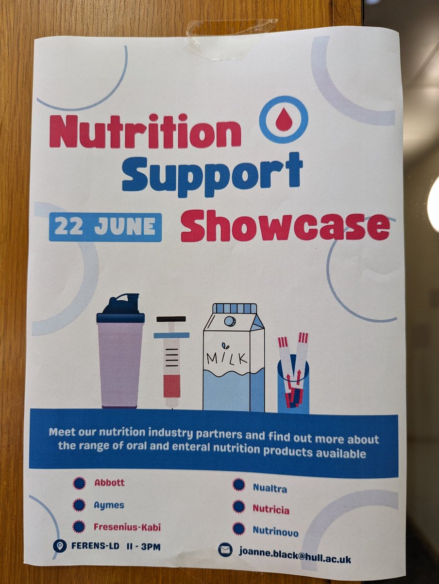 Today I'm at the Nutrition support showcase at @NDHullUni excited to network and learn up to date info on products ready for my shiny new band5 job in the community later this year #nsshowcase