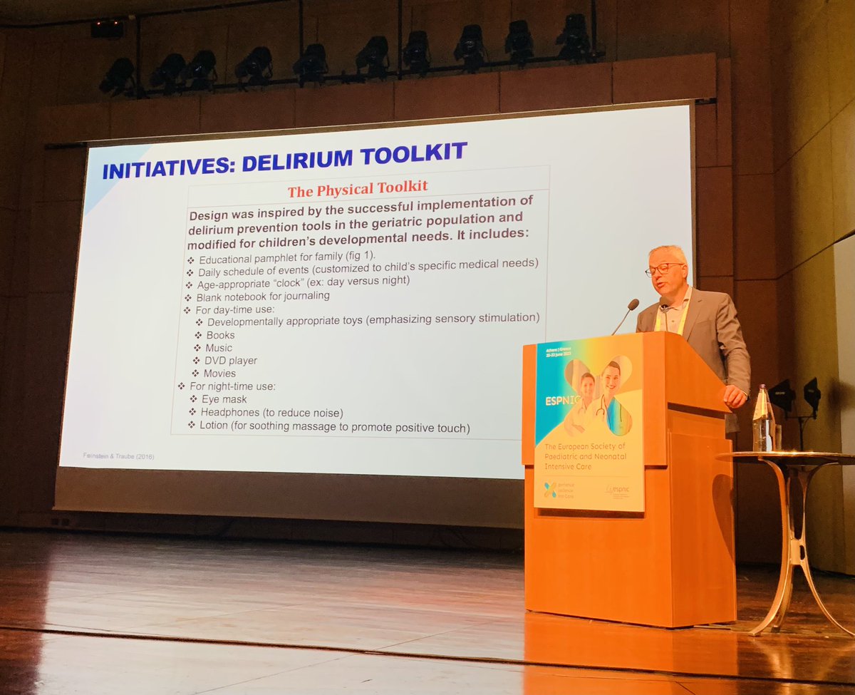 Erwin Ista talking about non-pharmacological interventions to prevent delirium in PICU at #ESPNIC2023 <a href="/ESPNIC_Society/">ESPNIC</a>