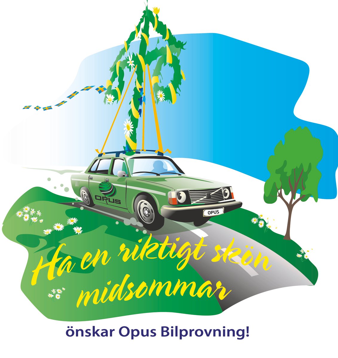 OpusBilprovning's tweet photo. Opus önskar dig en trevlig midsommar!
Under midsommarhelgen är det många bilister på vägarna så det är viktigt att du planera din resa i god tid och kör försiktigt. Trevlig midsommar! https://t.co/nn28z5XMp2