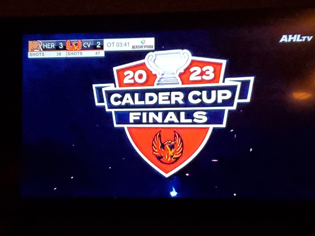 AlyssaSharman's tweet photo. Now THAT was worth staying up late for!!! Congratulations @TheHersheyBears 🐻 🏒 #CalderCupCHAMPIONS #OThockey https://t.co/Or7suHx0K0