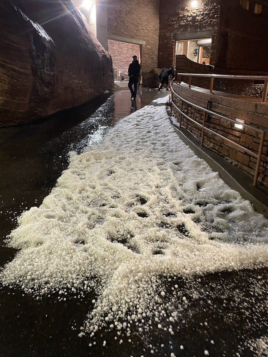 WestMetroFire's tweet photo. UPDATE: Red Rocks hail storm- 7 people transported to area hospitals with non-life-threatening injuries. A total of 80 to 90 people treated on scene. Injuries include cuts and broken bones. Sporadic hail still coming down in Morrison area. @StadiumMedical https://t.co/gM7KKNqocW