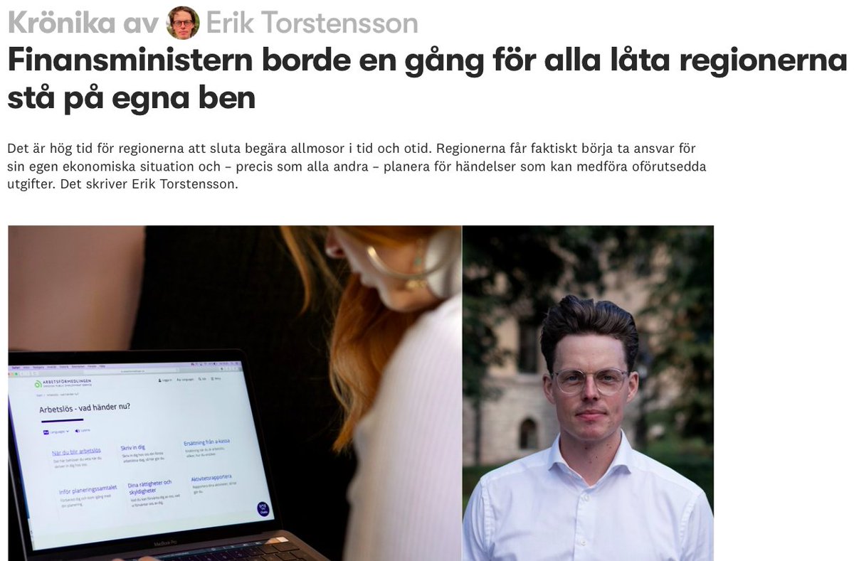 eriktors's tweet image. Visst borde regionerna och @SKR_se
sluta begära allmosor från staten i tid och otid så fort den egna planeringen fallerar?   

Skriver om detta i @altingetse.

altinget.se/arbetsmarknad/…