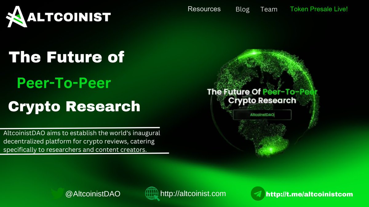 EgbunaMitchelle's tweet photo. 🔈Join the future of peer-to-peer crypto research.

The @AltcoinistDAO aims to establish the world's initial decentralized crypto review platform, catering to researchers and content creators.

Visit https://t.co/LFov1ZbsGt for more updates.
#altcoinseason #ALTT #NFT #WEB3 https://t.co/9qT0RXSI8Y