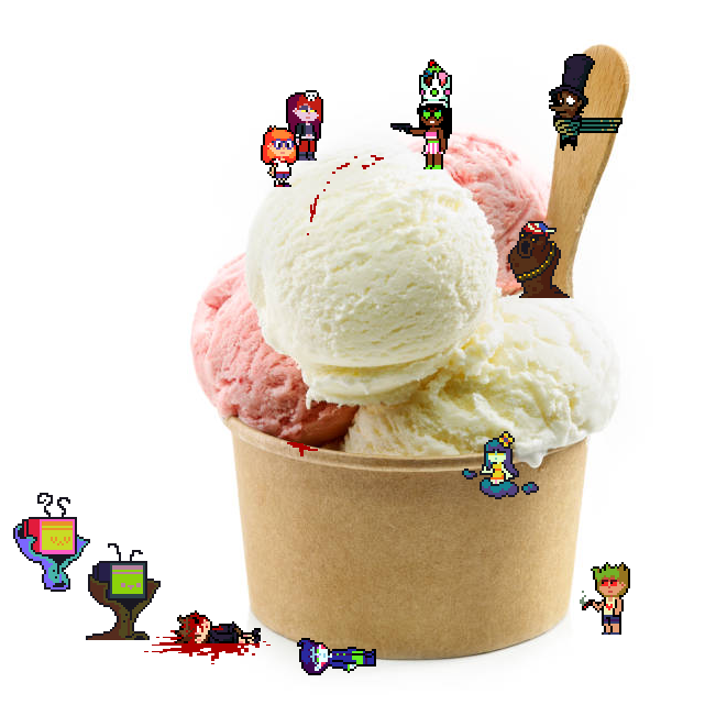 LaArtist322's tweet photo. Queen of Ice Cream gunfire her lover to the end.
(All characters/sprites from Yoobii.)
#digitalart #fanart #brains #brawn #jeanne #gale #thegambler #grasshead #mayorjames #amerciansoil #cloudcandy #tvman #tvwoman #characters #brainsandbrawn #game #yoobii #laartist322 https://t.co/6b31I9fh13