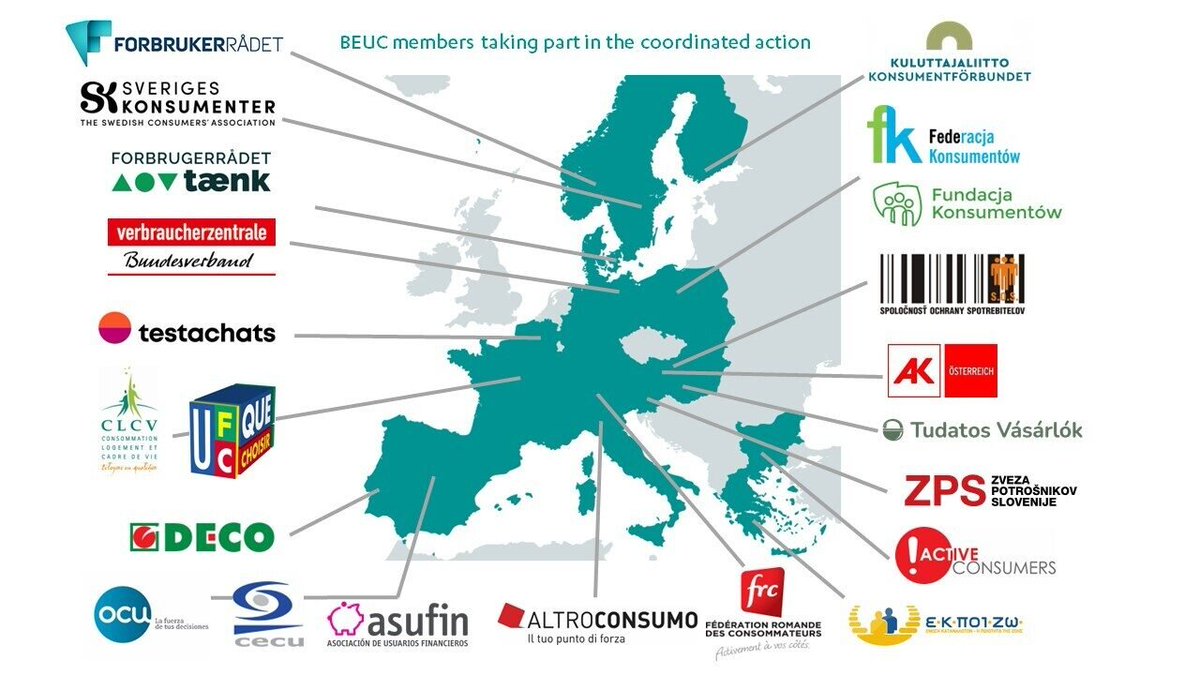 Who are the 22 consumer groups from our network alerting authorities about airlines' greenwashing? Check the map⬇️
@Forbrukerradet <a href="/SvKonsumenter/">Sveriges Konsumenter</a> <a href="/fbrtaenk/">Forbrugerrådet Tænk</a> @vzbv <a href="/Test_Achats/">bug POC by Kassem_s94</a> @Testaankoop <a href="/clcvorg/">CLCV - compte inactif</a> <a href="/UFCquechoisir/">UFC-Que Choisir</a> @decoassociacao <a href="/consumidores/">OCU</a> <a href="/CECUconsumo/">CECU</a> <a href="/asufin_/">Asufin</a> <a href="/Altroconsumo/">Altroconsumo</a>