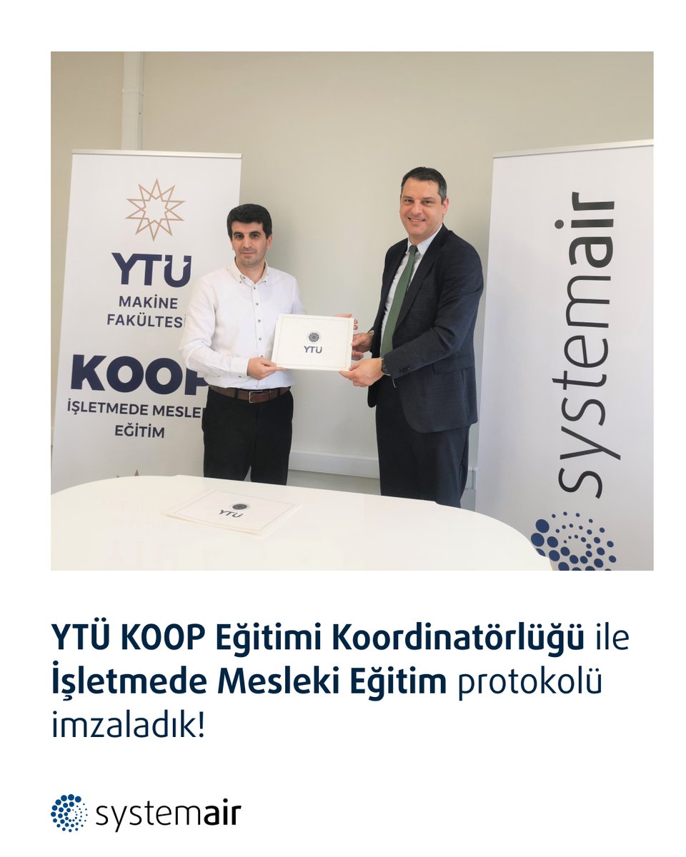 YTÜ Makine Fakültesi Dekanı Prof. Dr. İhsan Kaya ve Genel Müdür Yardımcımız Serkan Gündüz'ün imzaladığı İşletmede Mesleki Eğitim protokolü ile birlikte öğrencilerimizi şirketimiz bünyesinde iş hayatına hazırlayacak ve sektör deneyimi kazanmalarını sağlayacağız.

#systemair