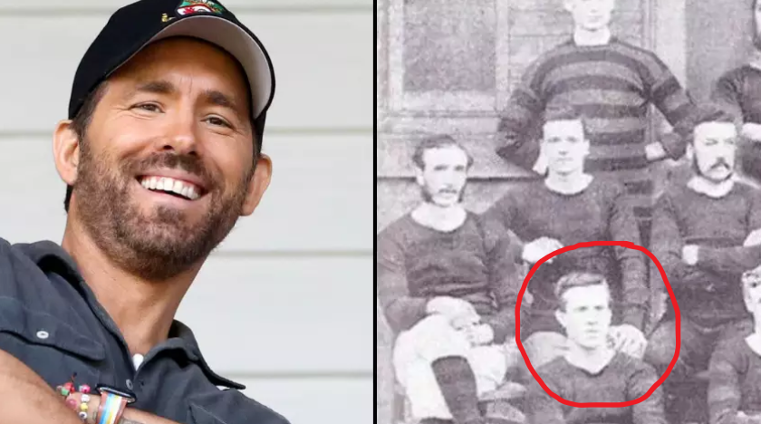 I give you Ryan Reynolds - Time Traveller! This is the team photo from Wrexham FC 1878.