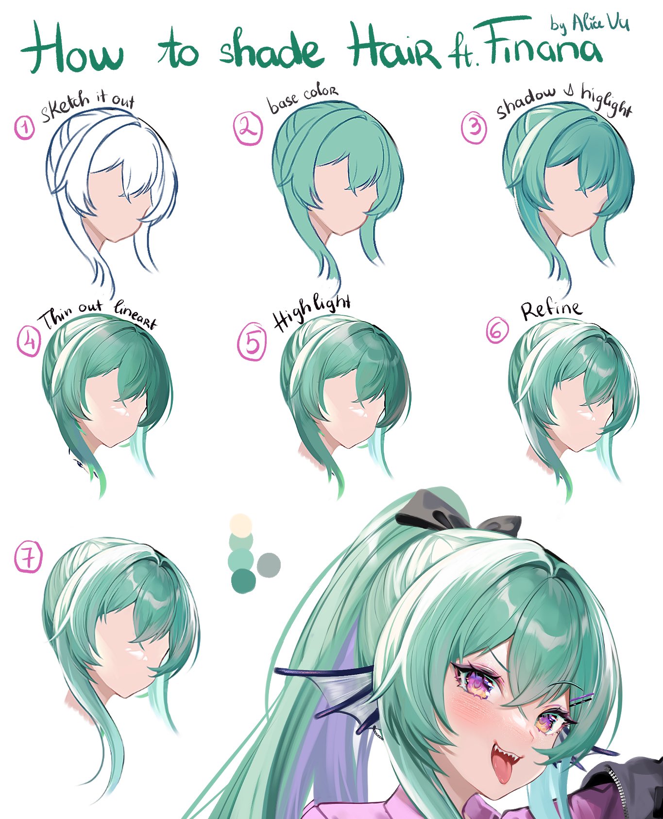 Alice Vu on Instagram: How to paint hair p.3 #rendering #digitalpainting  #stepbystep #paintingprocess #animetutorial #digitalart #illustration  #animeillustration #animedrawing #animeart #illustration #howto #howtodraw  #howtodrawanime #animehair