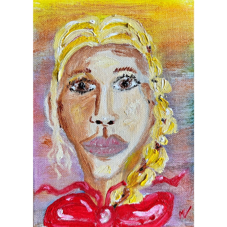 #WomanPainting #RedBowart
#oilpainting #Girlsart 
#PortraitWallArt 
etsy.com/listing/149360…