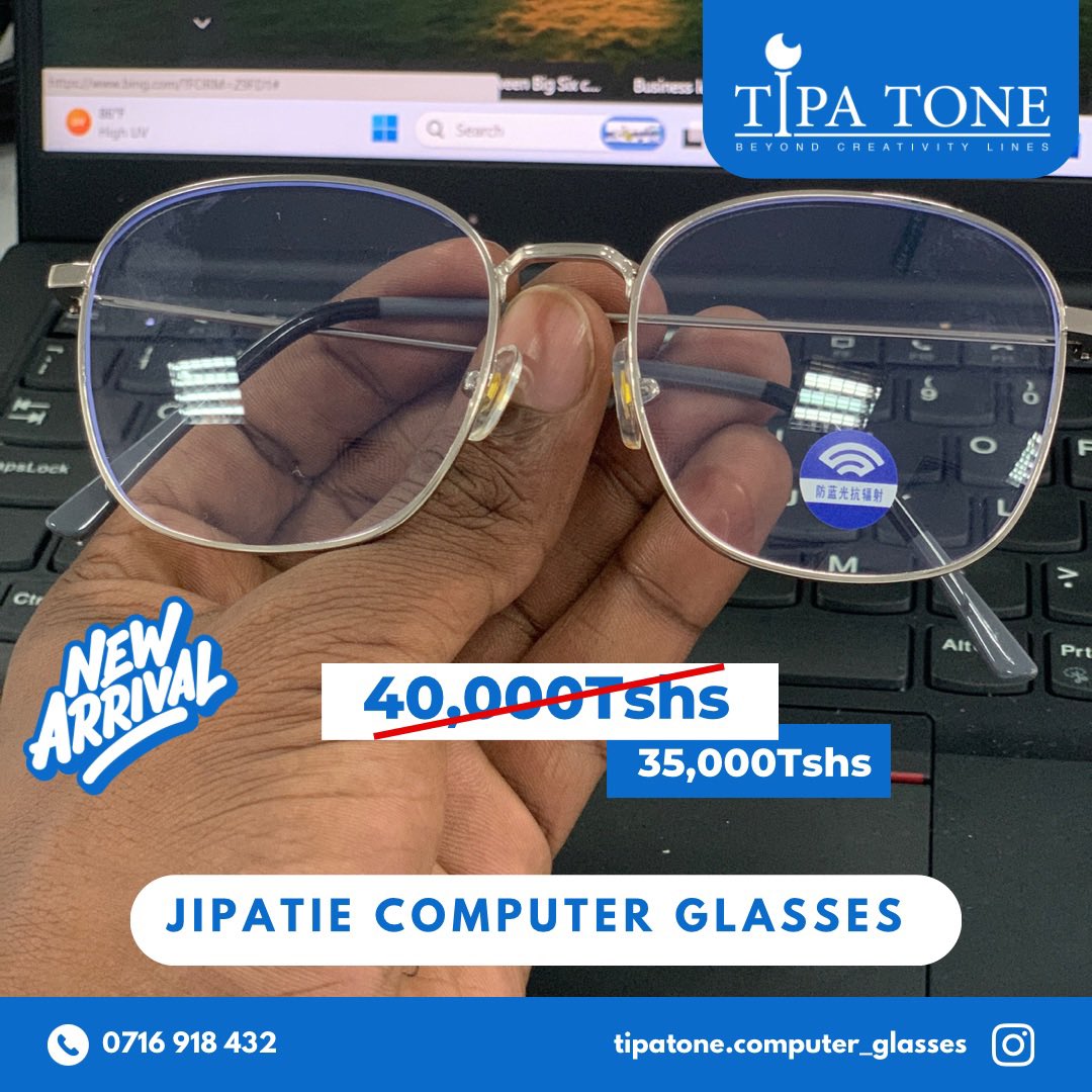 antiblue_light's tweet photo. NEW DESIGN ALERT 🚨
Kinga macho yako dhidi ya manga wa SIMU, COMPUTER na TV kwa kutumia Computer Glasses kutoka Tipatone
Bei ni pungufu kutoka 40,000 maka 35,000.
Wasiliana nasi kwa namba 0716 918 432 kuweka order yako.
#tipatone #computerglasses #antibluelight https://t.co/FGBwMSA36q