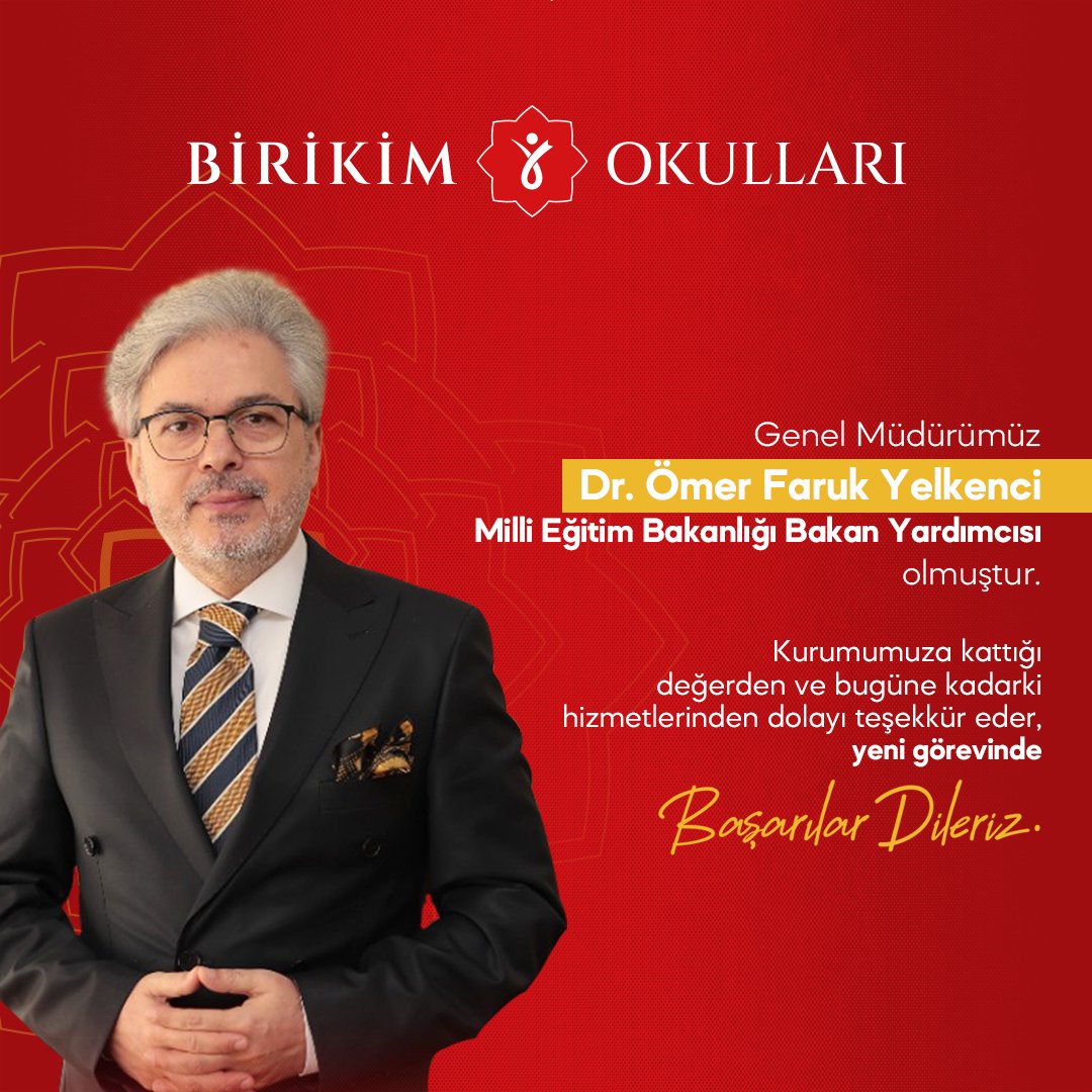 Genel Müdürümüz Dr. Ömer Faruk Yelkenci, Milli Eğitim Bakanlığı Bakan Yardımcısı olmuştur. Kurumumuza kattığı değerden ve bugüne kadarki hizmetlerinden dolayı teşekkür eder, yeni görevinde başarılar dileriz.

#MEB
#Bakan
#Eğitim
#Birikim