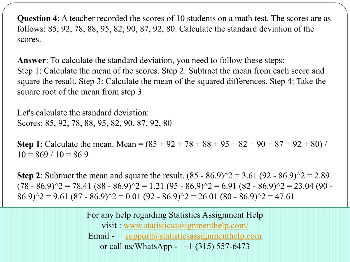 statisticsassi5's tweet image. Need help with your statistics assignments? Our expert team provides top-notch statistics assignment help, ensuring accurate analysis and interpretation of data. Get A+ grades today!
bit.ly/3hYGXYZ
#statisticsassignmenthelp #statisticsassignmenthelper #education #tutor
