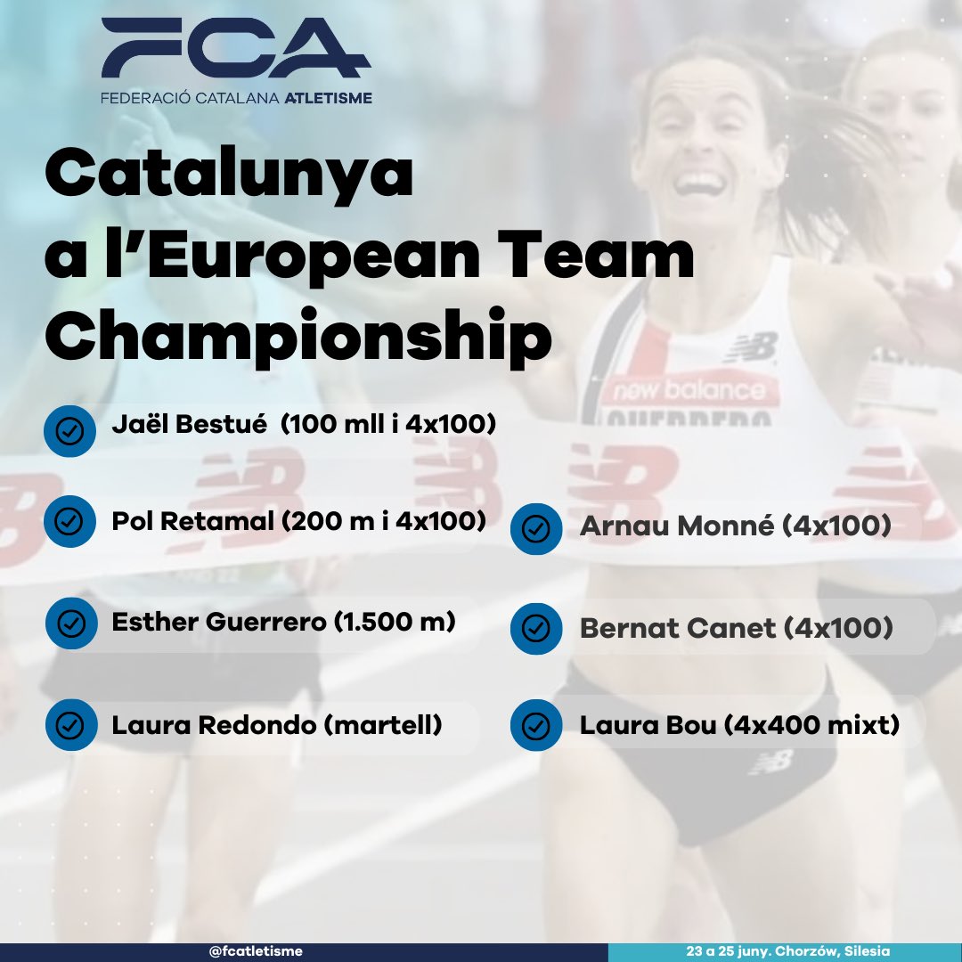 ☺️ Els atletes de Catalunya ja han posat rumb a #Silesia2023 amb @atletismoRFEA 📍 Demà comença la Divisió 1 del European Team Championship de la @EuroAthletics amb set dels i les nostres! 👏