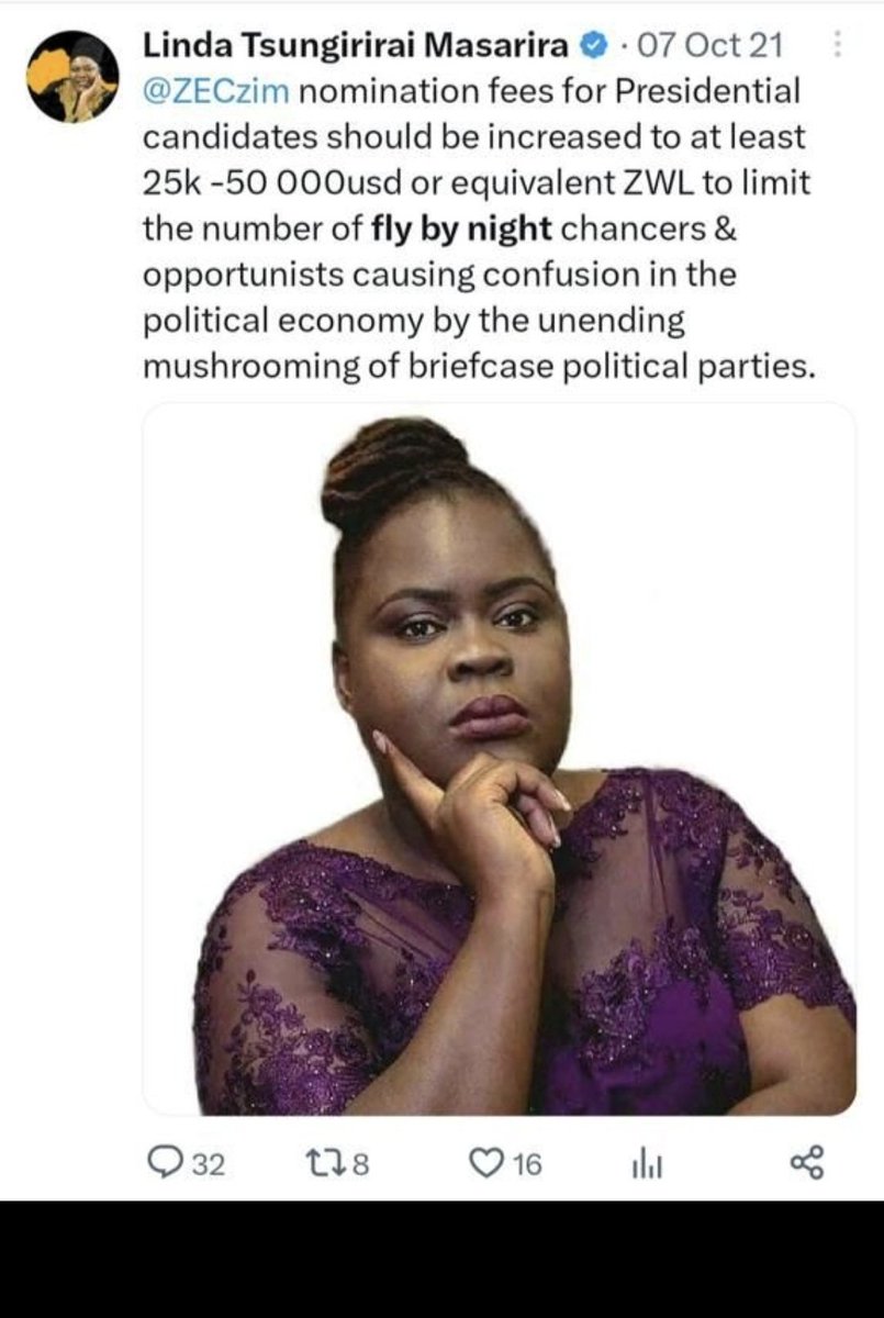 A sad call coming from a female politician. Many aspiring female candidates have dropped off the political race because of exorbitant fees. Researches have shown that finances are some of the biggest deterrents to female political participation. #zwakalamama #Womenandelections