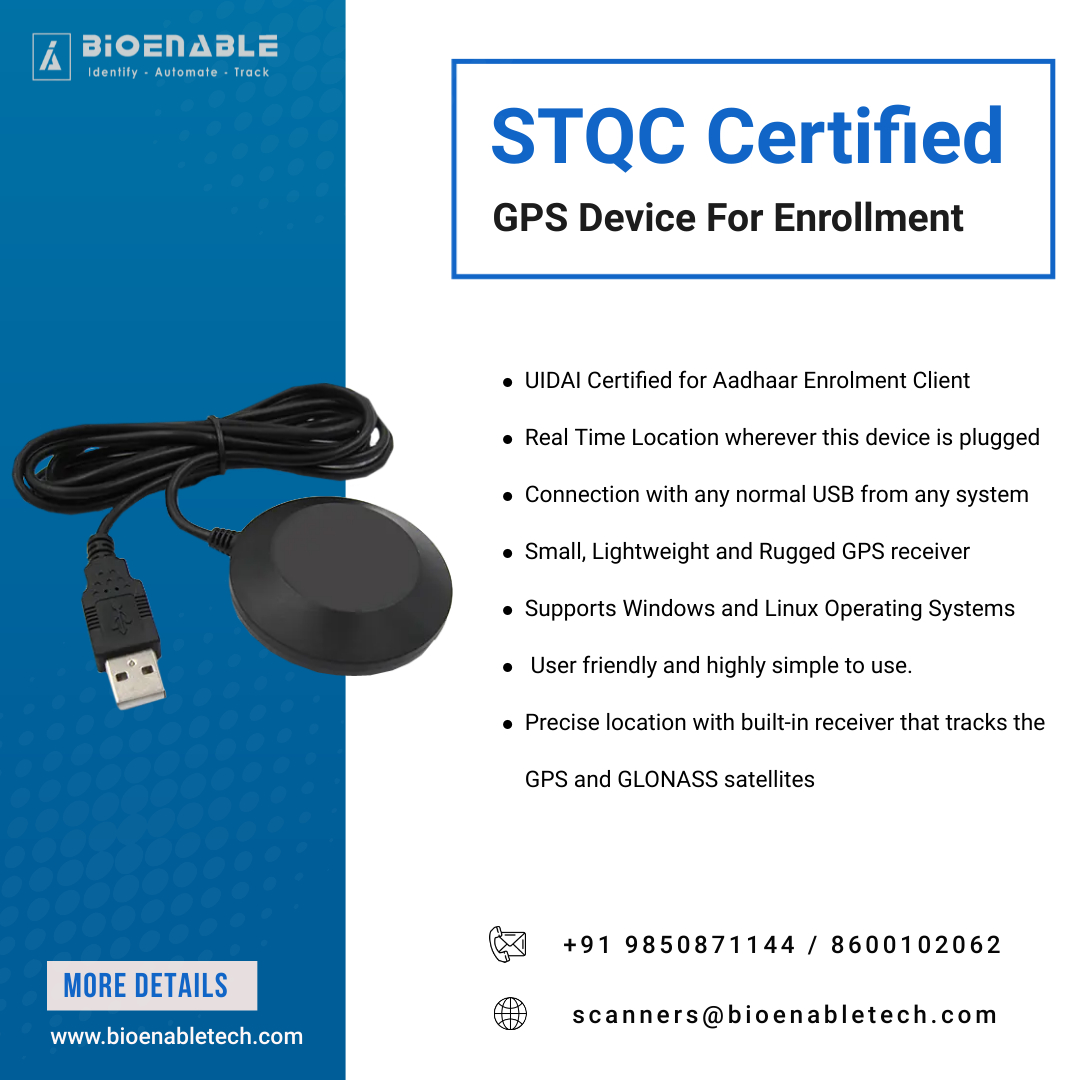 Bioenable's tweet photo. Discover the power of our STQC certified GPS Device for Enrollment! 🌐📡 Ideal for Aadhaar Enrolment. Enjoy real-time tracking via USB. Never lose track again!

Order now at https://t.co/dbeHf9WMua

#tracking #UIDAI #GPSDevice #Enrollment #STQC #Bioenabletech https://t.co/CPatid381c