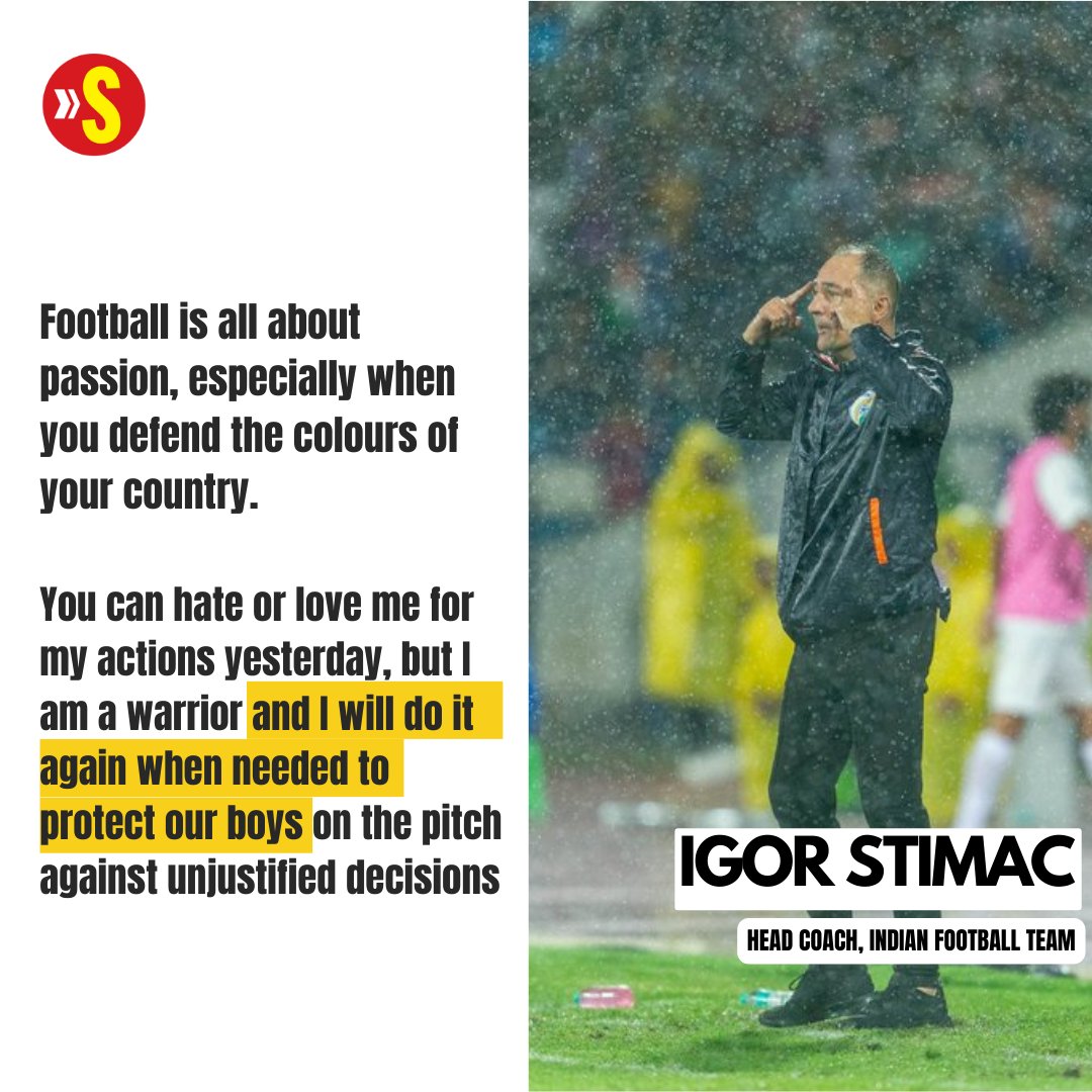 Will Do It Again': India Head Coach Igor Stimac On Being Shown Red Card  Vs