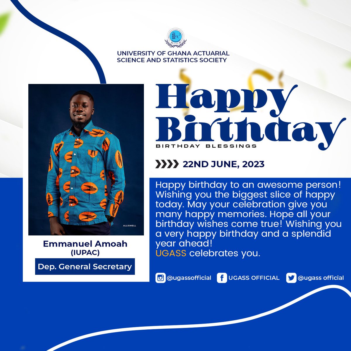 ugass_'s tweet photo. Wishing a very happy birthday with great memories and happiness to our very own deputy General secretary🎂🎉❤️
#UGASS CELEBRATES YOU https://t.co/MycDLtsSHD
