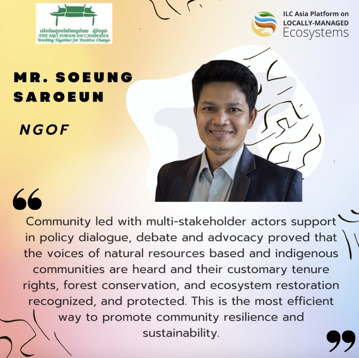 ERP Member Spotlight: 
Promoting Community Resilience and Sustainability: A Winning Formula! 🌏🌱💪🏻

We are thrilled to feature Mr. Soeung Saroeun, Executive Director of <a href="/thengoforum/">The NGO Forum on Cambodia</a> - a top nonprofit committed to sustainable development and environmental conservation.