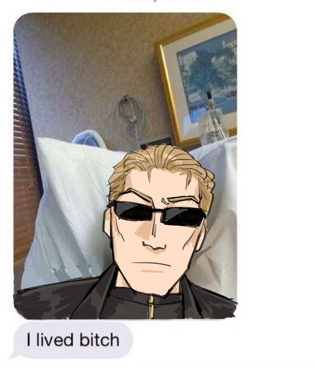 Wesker, who has been in a coma for 1 week and presumed dead, texted me this
#AlbertWesker #ResidentEvil #DeadbyDaylight