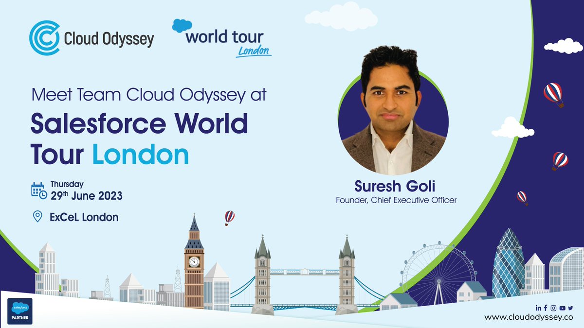 Cloud Odyssey Team at the #SalesforceWorldTour in London on June 29th, 2023

👥 We are eager to meet you to exchange ideas, and explore exciting business opportunities!

#businessopportunities #salesforcepartner  #salesforce #salesforceworldtour #london #londontechweek
