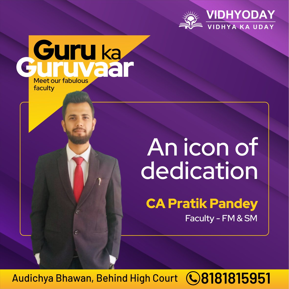 vidhyoday's tweet photo. CA Pratik Pandey, an expert in his field leads by example and is an inspiration for his students.
___
#VidhyodayCommerceCoaching #VidhyaKaUday #PassNahiToFeesNahi #Commerce #CA #CS #CommerceCoaching #VidhyodayFaculty #Vidhyoday #GuruKaGuruvaar https://t.co/fnfrSc4mIX