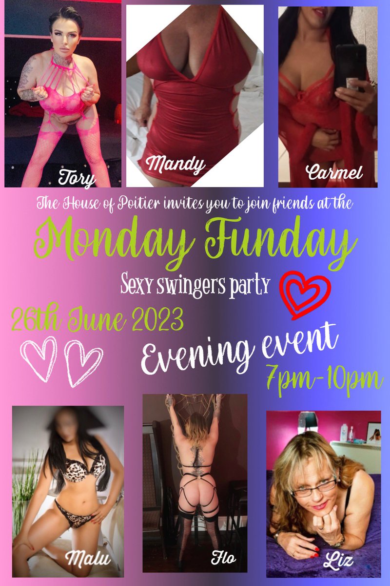 It’s double party day on Monday! Daytime AND evening parties… we do spoil you 😉 💋Malu 💋Liz @Lustyliz1 💋Hayley @naughtyhayley_ 💋Flo 💋Carmel 💋Mandy 💋Tory @toryjacksonxxx Plus more sexy ladies & gents! All welcome to attend, singles, couples, newcomers to the scene xx