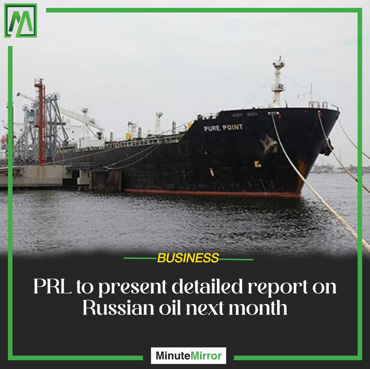 Pakistan Refinery Limited (#PRL) is set to submit report to government in two weeks regarding quality, yields, and commercial viability of #RussianCrudeOil URAL.
minutemirror.com.pk/prl-to-present…