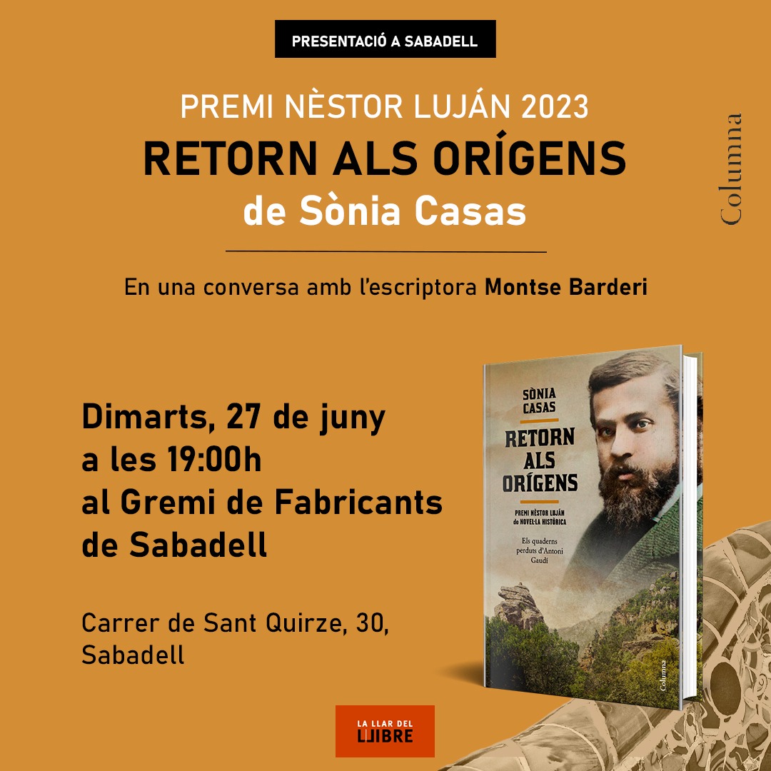 ‼️ Next stop, #Sabadell! Amb @montsebarderi i servidora al @GremiFabricants explicant-vos què hi ha de real (amb imatges incloses) i què hi ha de ficció a #RetornalsOrígens que, per cert, ara mateix està al 🔝 10 de vendes de ficció en català.