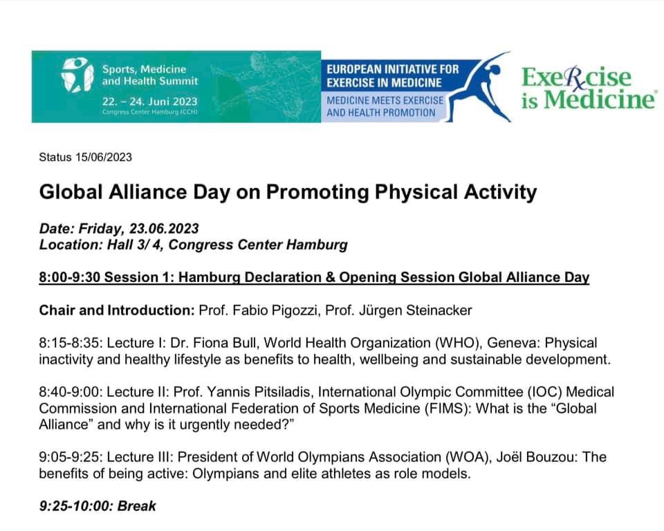 We can’t wait to see you all at @SMHS_EN #SMHS23  

Highlight of the conference is the momentous event of ‘Global Alliance Day on Promoting Physical Activity’ 

Come and join our sessions
#exerciseismedicine
#GlobalAlliancePhysicalActivity
#SMHS23 
#excersiseworks
#sportmedicine