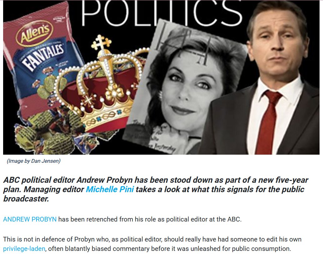 ABC cuts political news coverage: Fantales over foreign affairs   Since Probyn was made redundant rather than replaced, the issue here is not about him, specifically, but about Aunty’s direction.  independentaustralia.net/business/busin… @IndependentAus 
cc @WgarNews