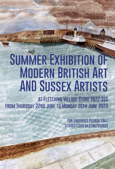 An interesting looking show opens in Fletching this evening, arranged by Andre Zlattinger of Christie's. Artists include Ravilious, Riley, Piper... and our #1 cover star Fergus Hare