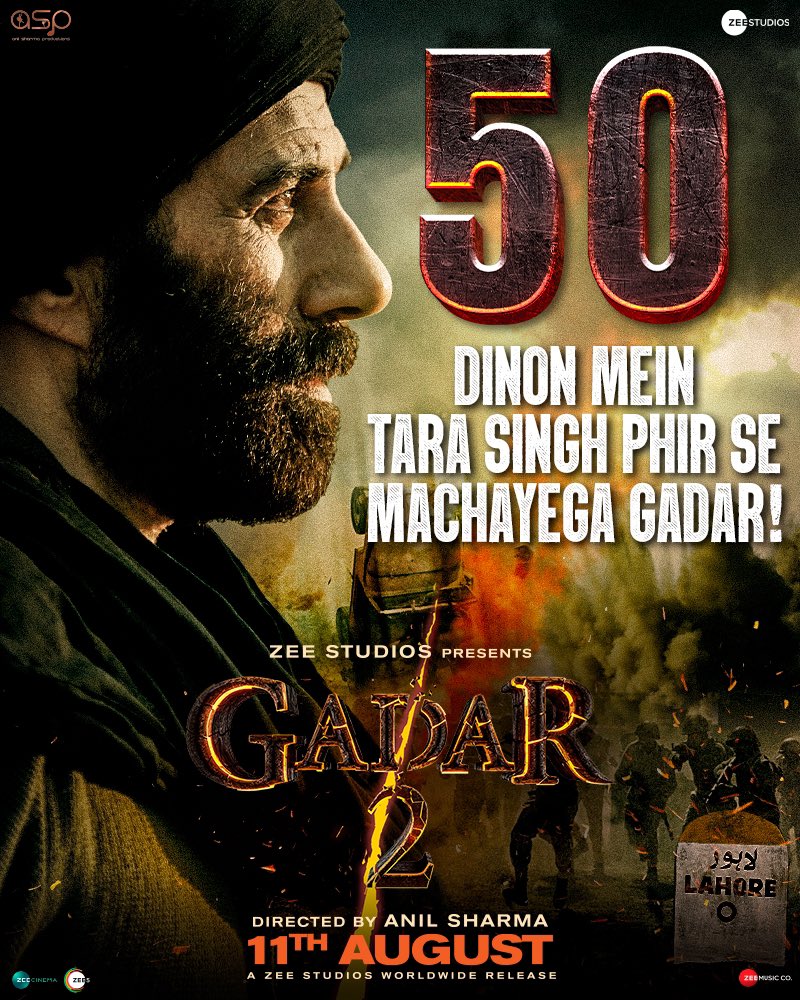 50 dinon mein Tara Singh aa raha hai laut kar, machaane bade parde par Gadar! 💥🙌🏻

#Gadar2Teaser is out now.
🔗 - bit.ly/Gadar2_Officia…

#Gadar2 coming to set the screens on 🔥 this Independence Day! 🇮🇳
In Cinemas on 11th August 2023