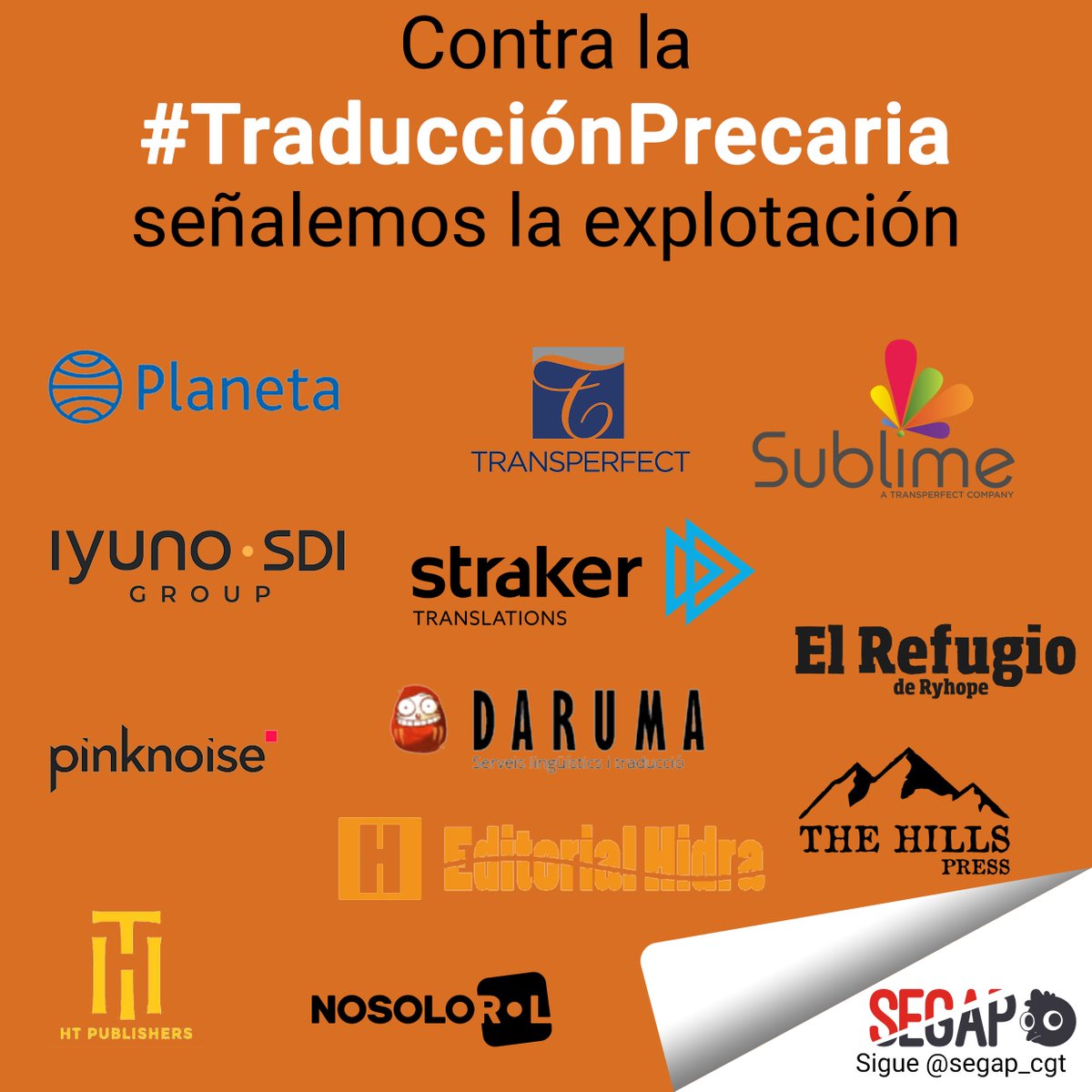 Las dinámicas de  explotación que llevamos visibilizando desde el sindicato, y que hace  unos días fueron especialmente fuertes con el #ComicsBrokeMe son  extensivas a muchos sectores. Uno de ellos, la traducción.

Hoy toca: #TraducciónPrecaria #TraduccióPrecària
Acompañadnos: